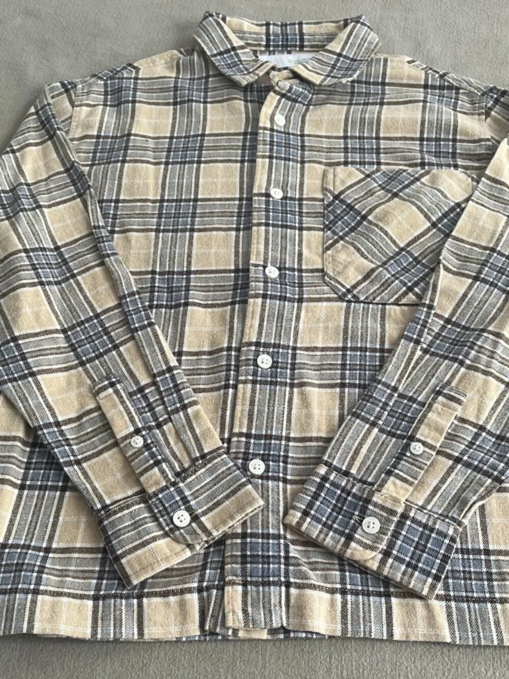 Inditex Zara Boys Multicolor Flannel Plaid Shirt Long Sleeves Size 9-10 Years.